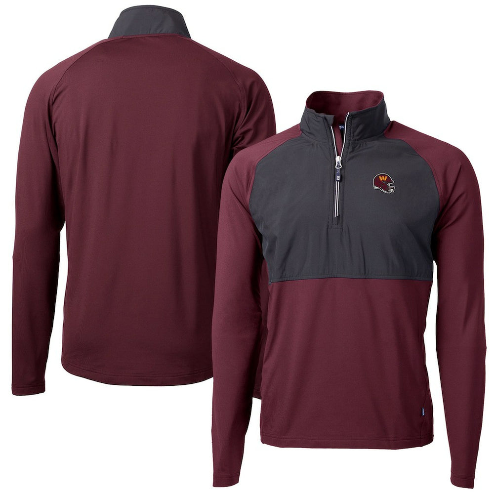 Washington Commanders Cutter & Buck Helmet Adapt Eco Knit Hybrid Recycled Quarter-Zip Pullover Top Burgundy - NFL