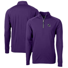 Minnesota Vikings Cutter & Buck Helmet Adapt Eco Knit Stretch Recycled Quarter-Zip Pullover Top Purple - NFL