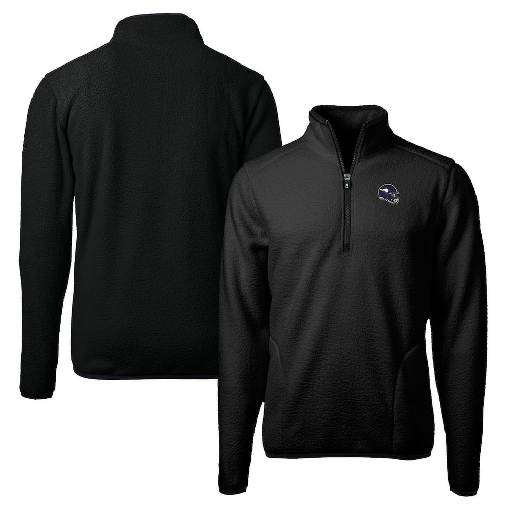 Minnesota Vikings Cutter & Buck Helmet Cascade Eco Sherpa Fleece Quarter-Zip Pullover Jacket Black - NFL