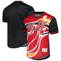 Mitchell & Ness - Miami Heat Jumbotron 3.0 Mesh V-Neck T-Shirt - Red
