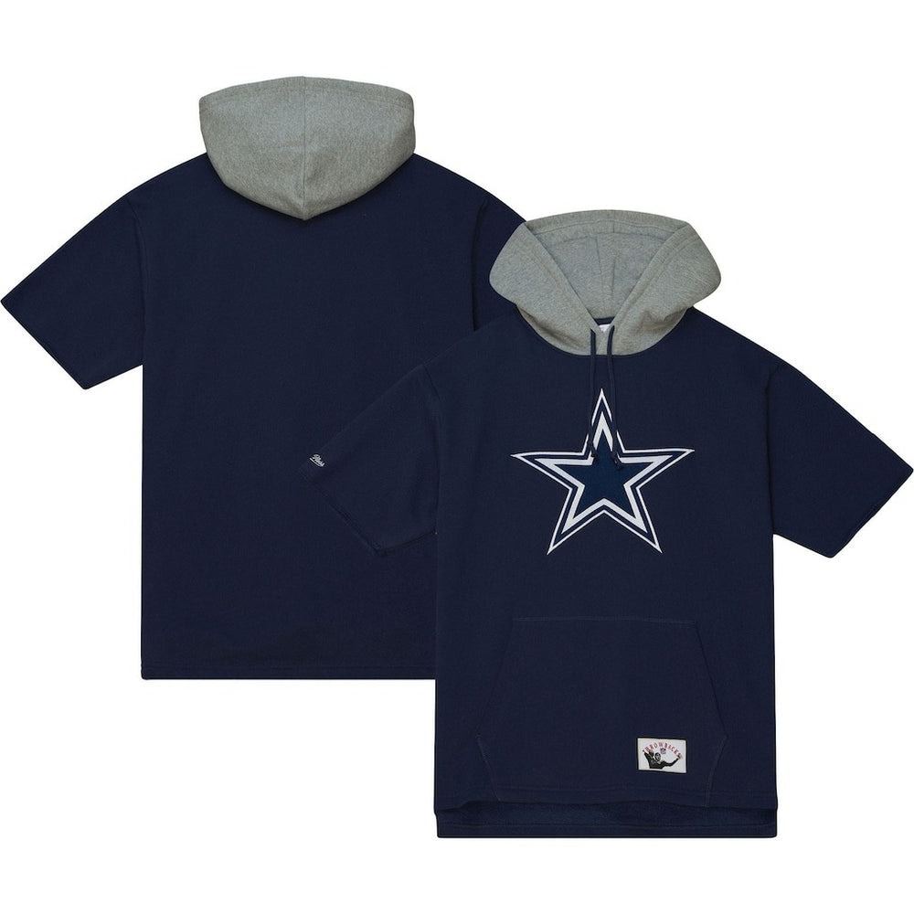 Dallas Cowboys Postgame Short Sleeve Hoodie Navy - Mitchell & Ness