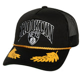 Mitchell & Ness - Brooklyn Nets Hardwood Classics Gold Leaf Mesh Trucker Snapback Hat - Black