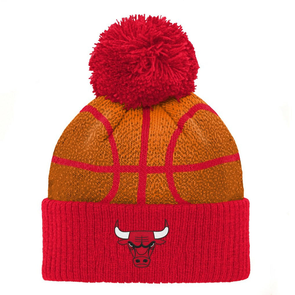 NBA - Chicago Bulls Preschool Basketball Head Cuffed Knit Hat with Pom - Red