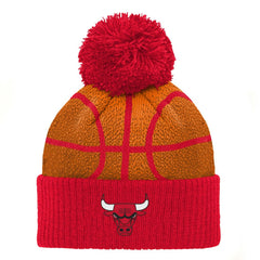 NBA - Chicago Bulls Preschool Basketball Head Cuffed Knit Hat with Pom - Red
