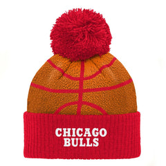 NBA - Chicago Bulls Preschool Basketball Head Cuffed Knit Hat with Pom - Red