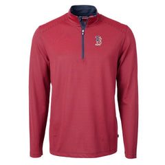 Boston Red Sox Cutter & Buck Americana Logo Virtue Eco Pique Stripe Recycled Quarter-Zip Pullover Top Sale