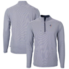 Philadelphia Phillies Cutter & Buck Americana Logo Virtue Eco Pique Stripe Recycled Quarter-Zip Pullover Top Clearance