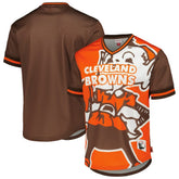 Cleveland Browns Jumbotron 3.0 Mesh V-Neck T-Shirt Orange - Mitchell & Ness