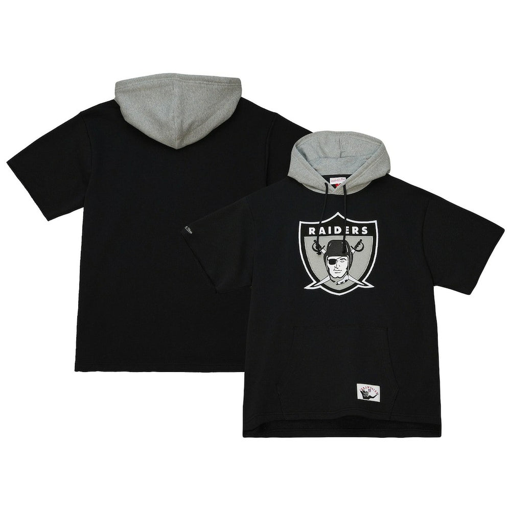 Las Vegas Raiders Postgame Short Sleeve Hoodie Black - Mitchell & Ness