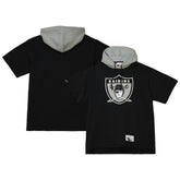 Las Vegas Raiders Postgame Short Sleeve Hoodie Black - Mitchell & Ness