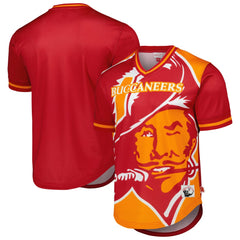 Tampa Bay Buccaneers Jumbotron 3.0 Mesh V-Neck T-Shirt Red - Mitchell & Ness