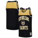 New Orleans Saints Gridiron Classics Heritage Colorblock Tank Top Black/Gold - Mitchell & Ness