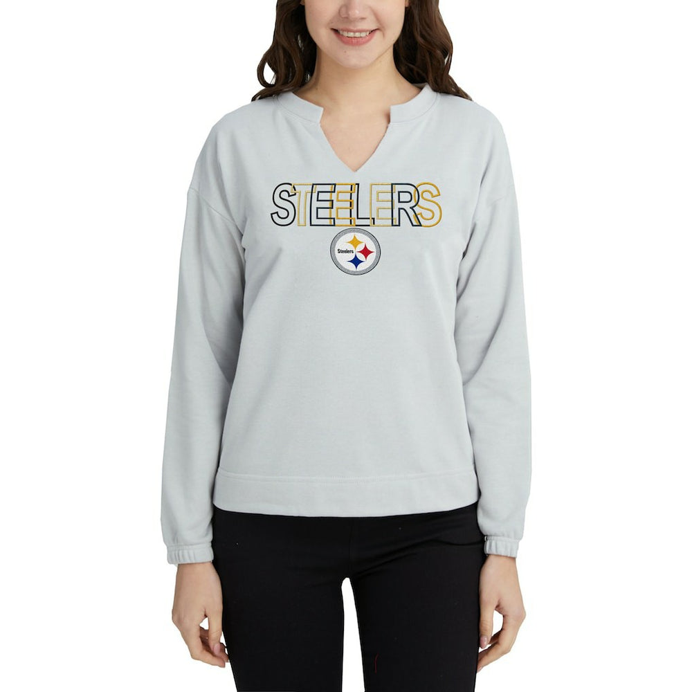 Pittsburgh Steelers Concepts Sport Women's Sunray Notch Neck Long Sleeve Top Gray - NFL