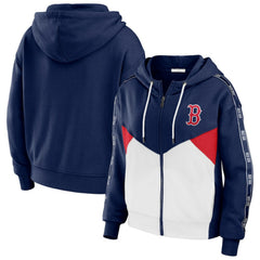 Boston Red Sox WEAR by Erin Andrews Women's Color Block Full-Zip Hoodie On Sale