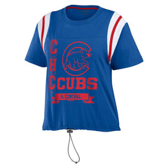 Chicago Cubs WEAR by Erin Andrews Women's Cinched Colorblock T-Shirt On Sale