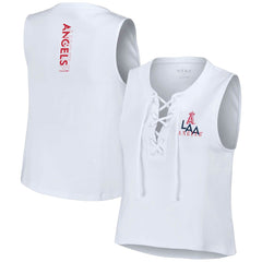 Los Angeles Angels WEAR by Erin Andrews Women's Lace-Up Tank Top Clearance