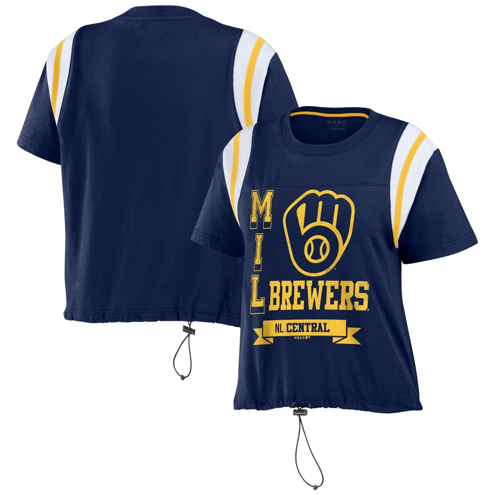 Milwaukee Brewers WEAR by Erin Andrews Women's Cinched Colorblock T-Shirt Clearance
