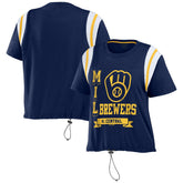 Milwaukee Brewers WEAR by Erin Andrews Women's Cinched Colorblock T-Shirt Clearance