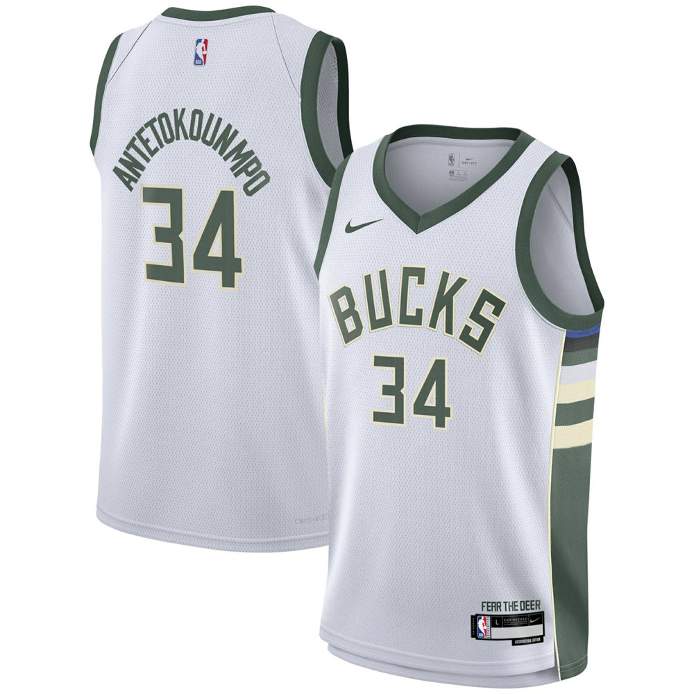 Nike - Giannis Antetokounmpo Milwaukee Bucks Youth Swingman Jersey - Association Edition - White