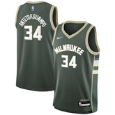 Nike - Giannis Antetokounmpo Milwaukee Bucks Youth Swingman Jersey - Icon Edition - Hunter Green