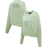 Carolina Panthers Pro Standard Women's Oversized Cropped Neutral Pullover Sweatshirt Light Green - NFL