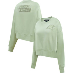 Carolina Panthers Pro Standard Women's Oversized Cropped Neutral Pullover Sweatshirt Light Green - NFL