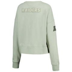 Las Vegas Raiders Pro Standard Women's Oversized Cropped Neutral Pullover Sweatshirt Light Green - NFL