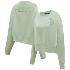 Minnesota Vikings Pro Standard Women's Oversized Cropped Neutral Pullover Sweatshirt Light Green - NFL