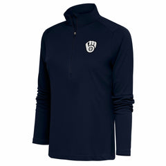 Milwaukee Brewers Antigua Women's Brushed Metallic Tribute Half-Zip Pullover Top Sale
