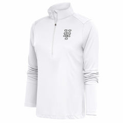 New York Mets Antigua Women's Brushed Metallic Tribute Half-Zip Pullover Top Lifestyle