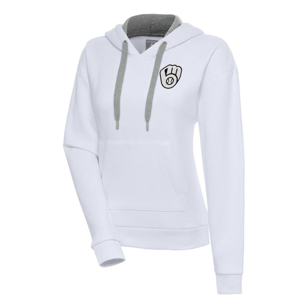 Milwaukee Brewers Antigua Women's Brushed Metallic Victory Pullover Hoodie On Sale
