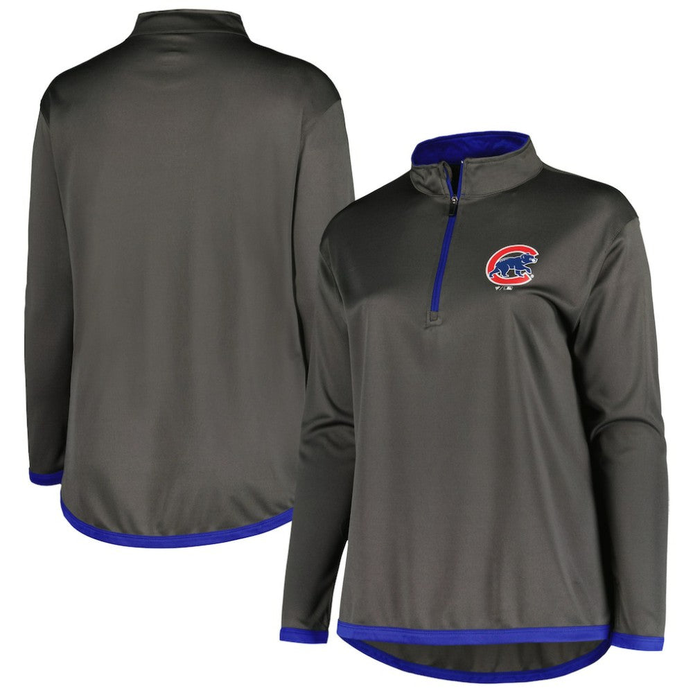 Chicago Cubs Profile Women's Plus Size Quarter-Zip Jacket for sale