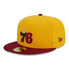 New Era - Philadelphia 76ers Fall Leaves 2-Tone 59FIFTY Fitted Hat - Yellow/Red