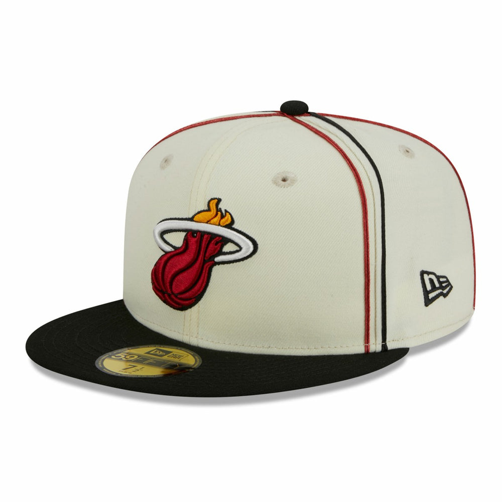 New Era - Miami Heat Piping 2-Tone 59FIFTY Fitted Hat - Cream/Black
