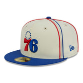 New Era - Philadelphia 76ers Piping 2-Tone 59FIFTY Fitted Hat - Cream/Royal
