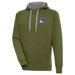 New York Rangers Antigua Victory Pullover Hoodie Olive