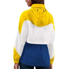 Los Angeles Rams G-III 4Her by Carl Banks Women's Tie Breaker Lightweight Quarter-Zip Jacket Royal/Gold - NFL