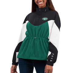 New York Jets G-III 4Her by Carl Banks Women's Tie Breaker Lightweight Quarter-Zip Jacket Green/Black - NFL
