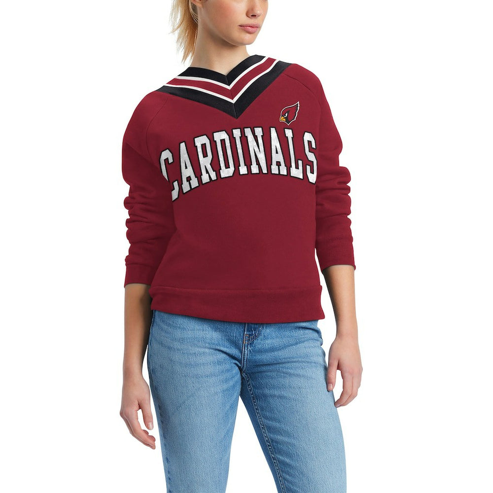 Arizona Cardinals Tommy Hilfiger Women's Heidi V-Neck Pullover Sweatshirt Cardinal - NFL