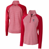 Cleveland Guardians Cutter & Buck Women's DryTec Forge Tonal Stripe Half-Zip Top On Sale