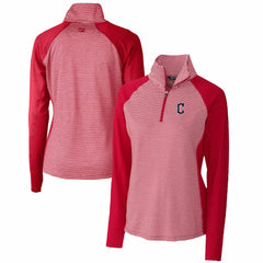 Cleveland Guardians Cutter & Buck Women's DryTec Forge Tonal Stripe Half-Zip Top On Sale