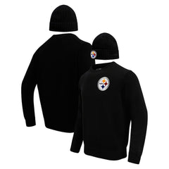 Pittsburgh Steelers Pro Standard Crewneck Pullover Sweater & Cuffed Knit Hat Box Gift Set Black - NFL