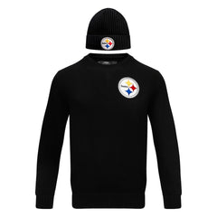 Pittsburgh Steelers Pro Standard Crewneck Pullover Sweater & Cuffed Knit Hat Box Gift Set Black - NFL