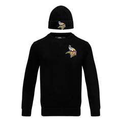 Minnesota Vikings Pro Standard Crewneck Pullover Sweater & Cuffed Knit Hat Box Gift Set Black - NFL