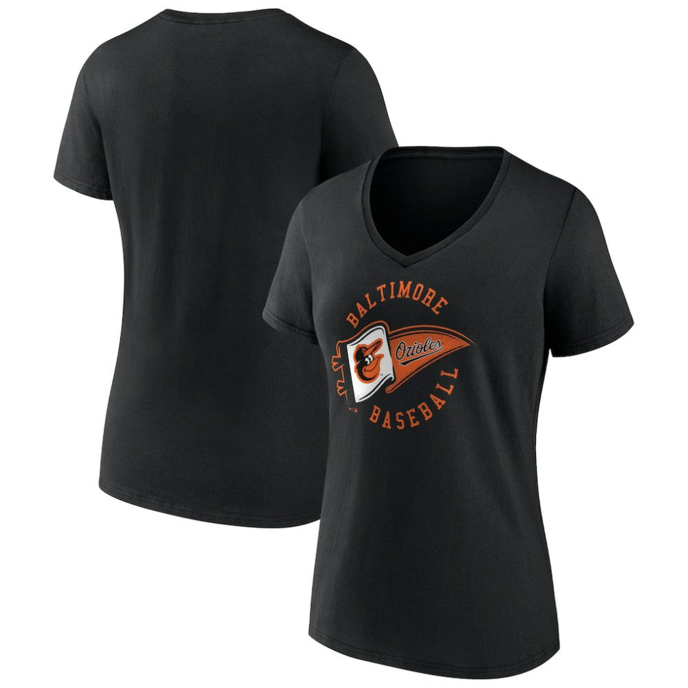 Baltimore Orioles Women's Hometown Baltimore Pennant V-Neck T-Shirt Clearance