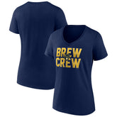 Milwaukee Brewers Women's Hometown Brew Crew Fancy V-Neck T-Shirt Clearance