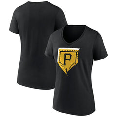 Pittsburgh Pirates Women's Hometown Steel Plate V-Neck T-Shirt discount