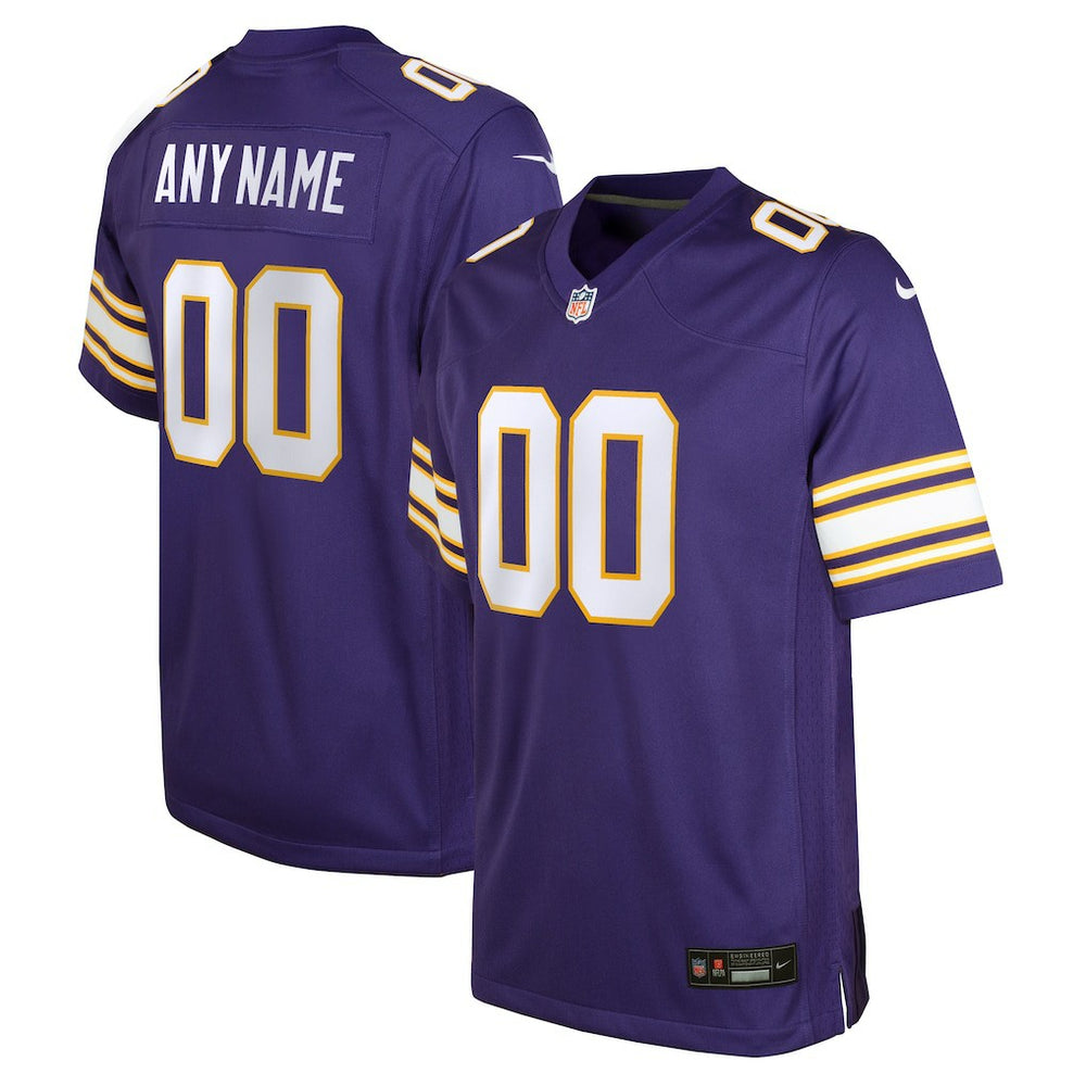 Minnesota Vikings Youth Classic Custom Game Jersey Purple - Nike
