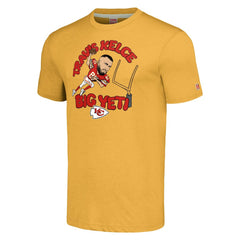 Travis Kelce Kansas City Chiefs Homage Unisex Caricature Player Tri-Blend T-Shirt Gold - NFL