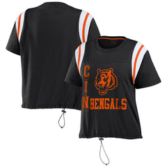 Cincinnati Bengals WEAR by Erin Andrews Women's Cinched Colorblock T-Shirt Black - NFL